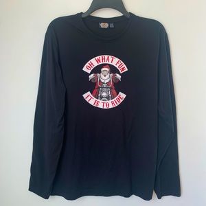 Holidays Santa Motorcycle Long Sleeve Tee